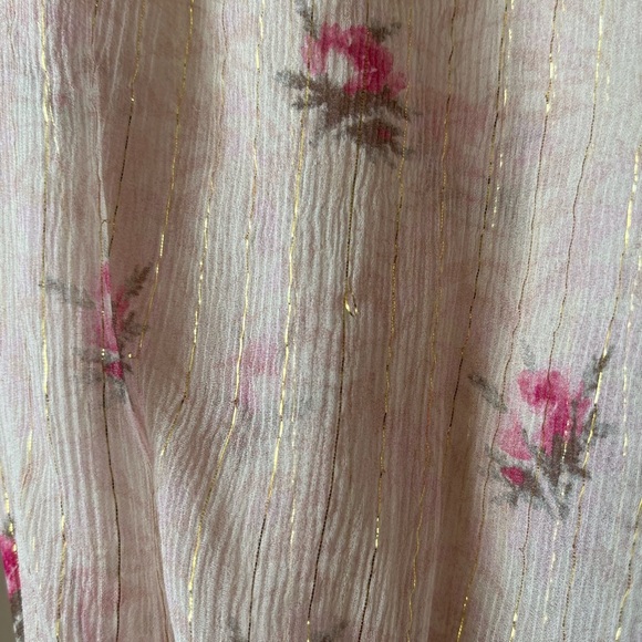 LoveShackFancy Silk Pink Floral Metallic Mini Dress - Picture 6 of 16